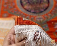 فرش ابریشم ماشینی 730901 نارنجی تمام رنگ - تصویر 7