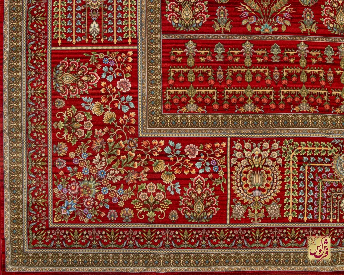 فرش ابریشم ماشینی 730902 لاکی تمام رنگ - تصویر 6