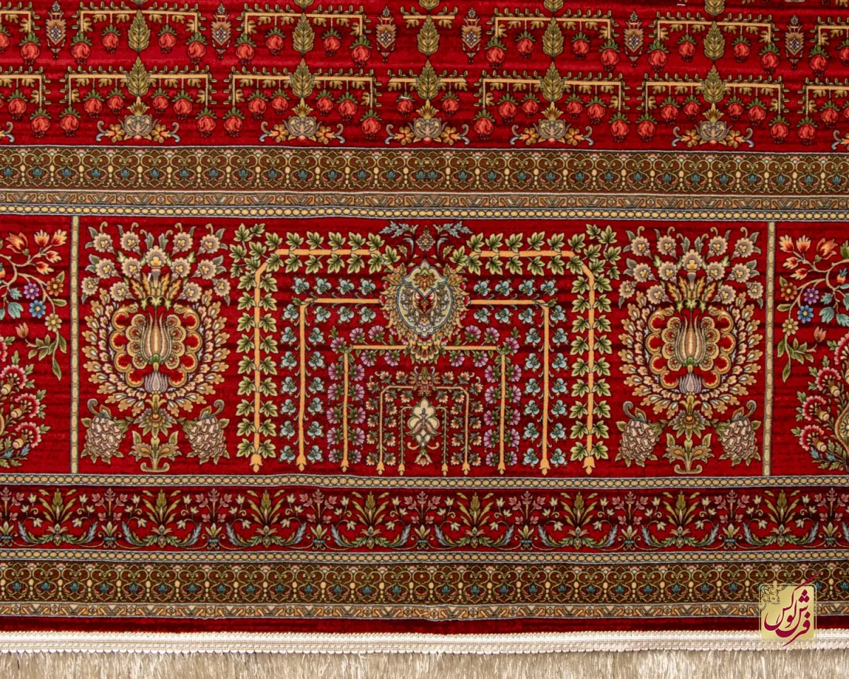 فرش ابریشم ماشینی 730902 لاکی تمام رنگ - تصویر 7