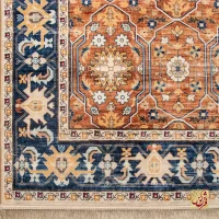 فرش ابریشم ماشینی 731102 آجری سرمه ای - تصویر 9
