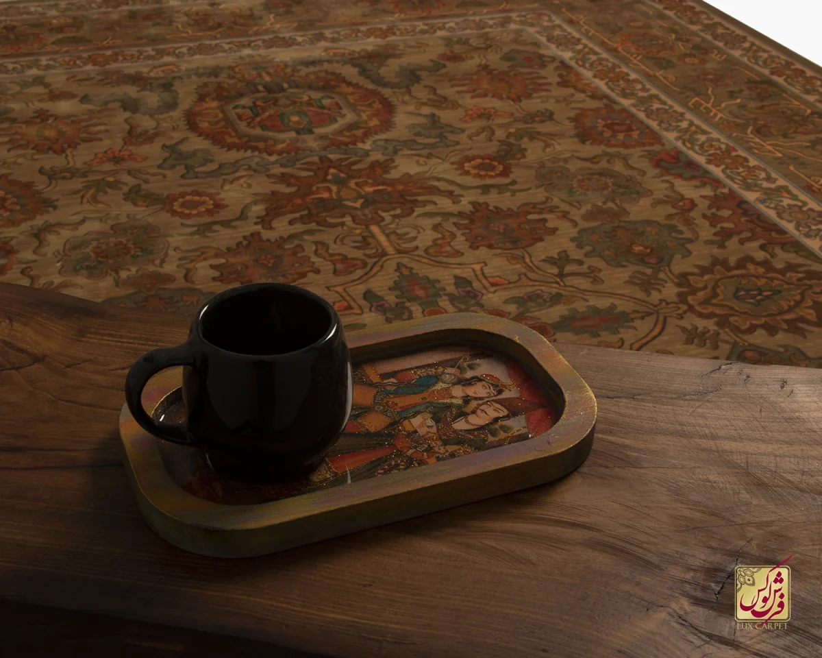 فرش ابریشم ماشینی 740601 قهوی کرم - تصویر 12