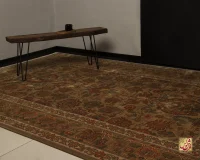 فرش ابریشم ماشینی 740601 قهوی کرم