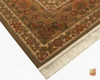 فرش ابریشم ماشینی 740601 قهوی کرم - Image 7