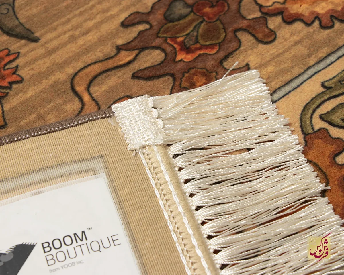 فرش ابریشم ماشینی 740601 قهوی کرم - تصویر 8