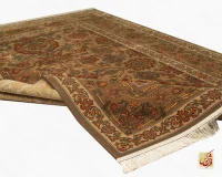 فرش ابریشم ماشینی 740601 قهوی کرم - Image 9