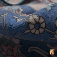 فرش ابریشم ماشینی 743100 آبی کرم - Image 11