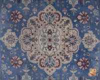 فرش ابریشم ماشینی 743100 آبی کرم - Image 6