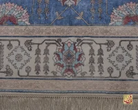 فرش ابریشم ماشینی 743100 آبی کرم - Image 7