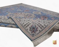 فرش ابریشم ماشینی 743100 آبی کرم - Image 10