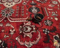 فرش ابریشم ماشینی 743104 قرمز کرم - Image 12
