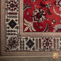 فرش ابریشم ماشینی 743104 قرمز کرم - Image 4