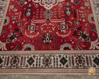 فرش ابریشم ماشینی 743104 قرمز کرم - Image 7