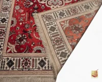 فرش ابریشم ماشینی 743104 قرمز کرم - Image 10