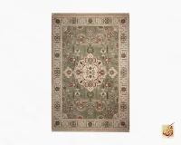 فرش ابریشم ماشینی 743106 سبز کرم - Image 2