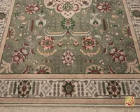 فرش ابریشم ماشینی 743106 سبز کرم - Image 8