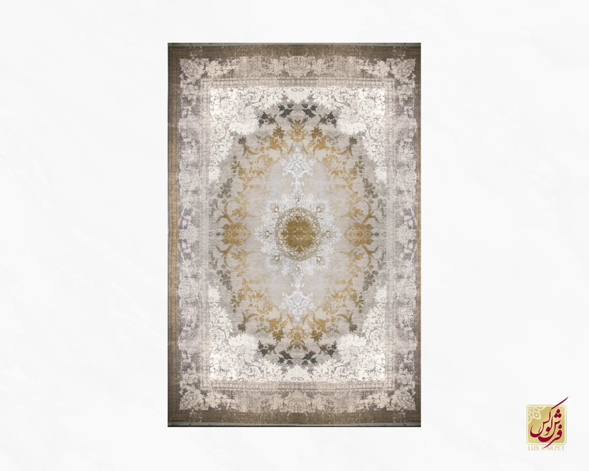 فرش وینتیج 7502 طوسی طلایی - تصویر 1