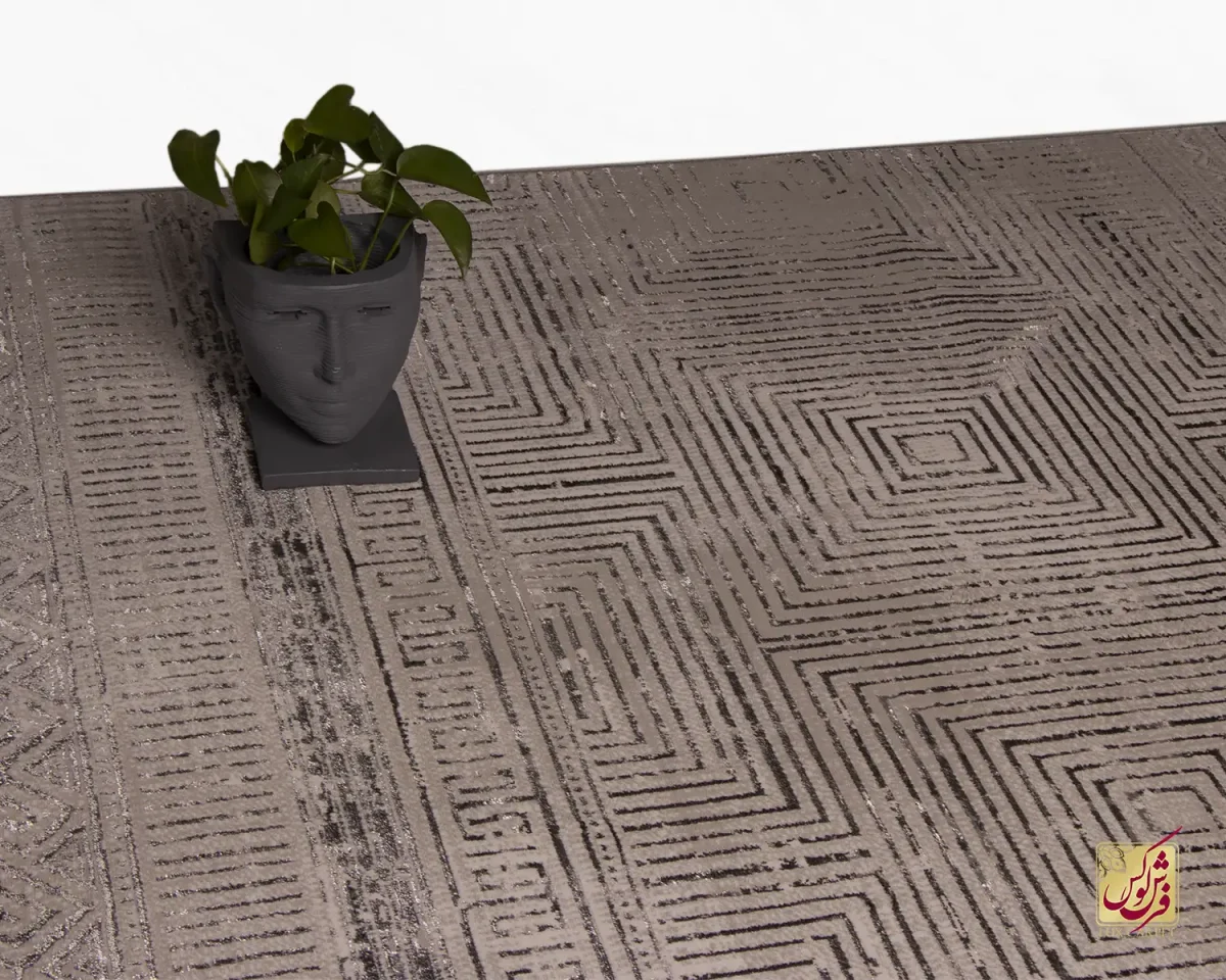 فرش مینیمال 7771 نسکافه‌ای طوسی - تصویر 1