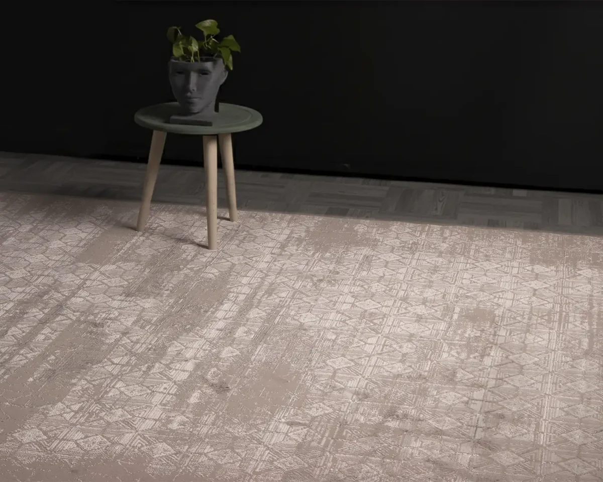 فرش مینیمال 7772 کرم طوسی - تصویر 1