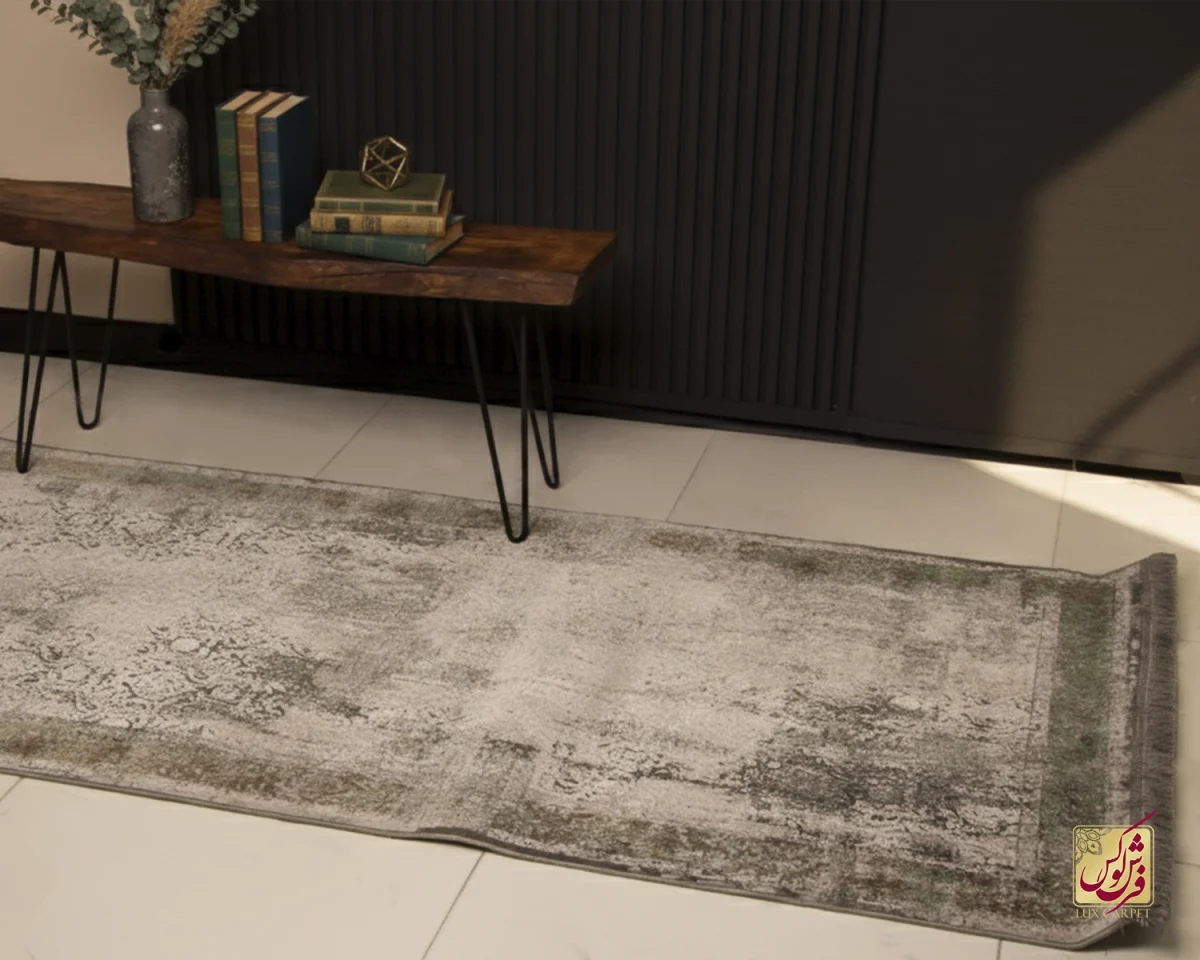 فرش کناره وینتیج 420 طوسی سبز - تصویر 1