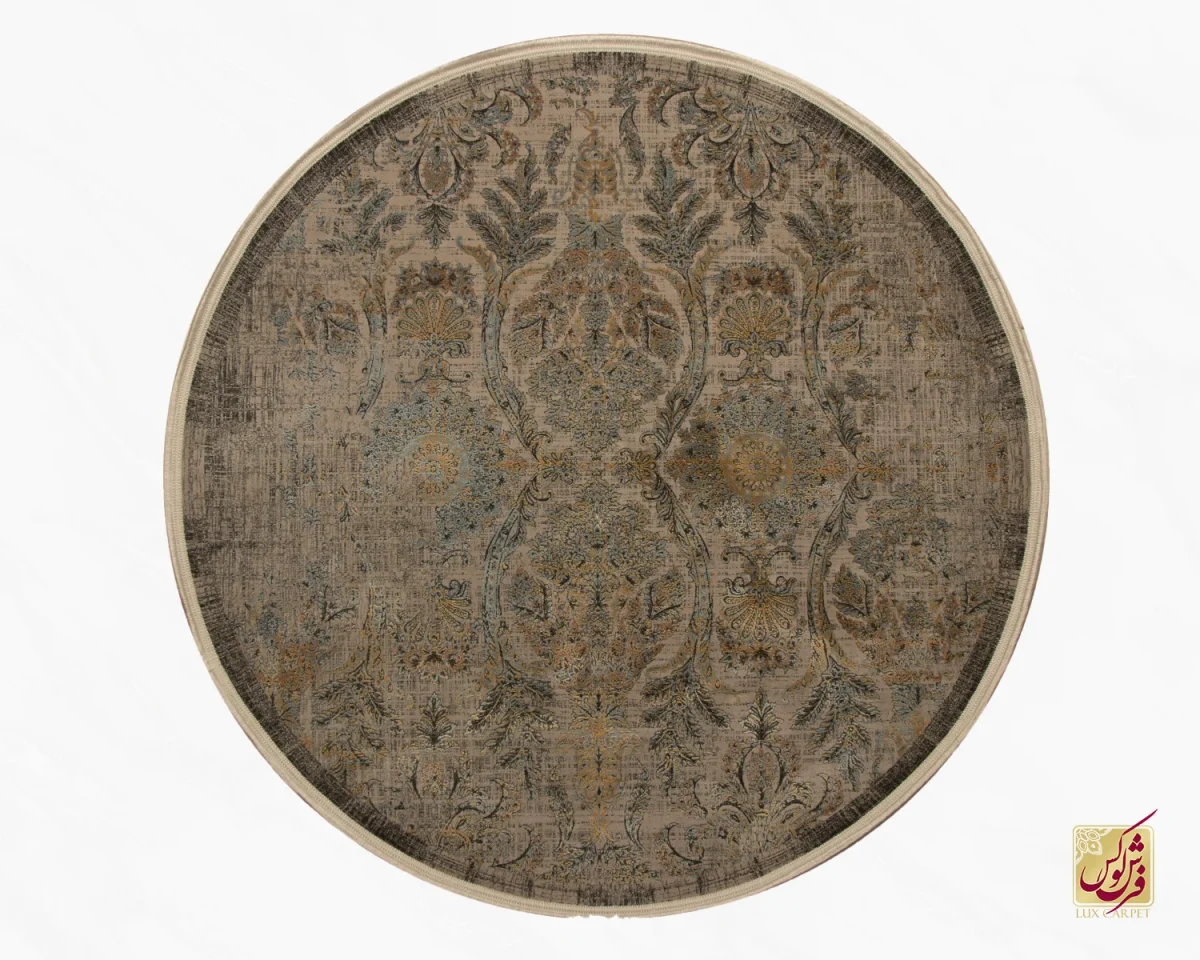 807-hbv.webp فرش گرد وینتیج 807 نسکافهای ذغالی - تصویر 1