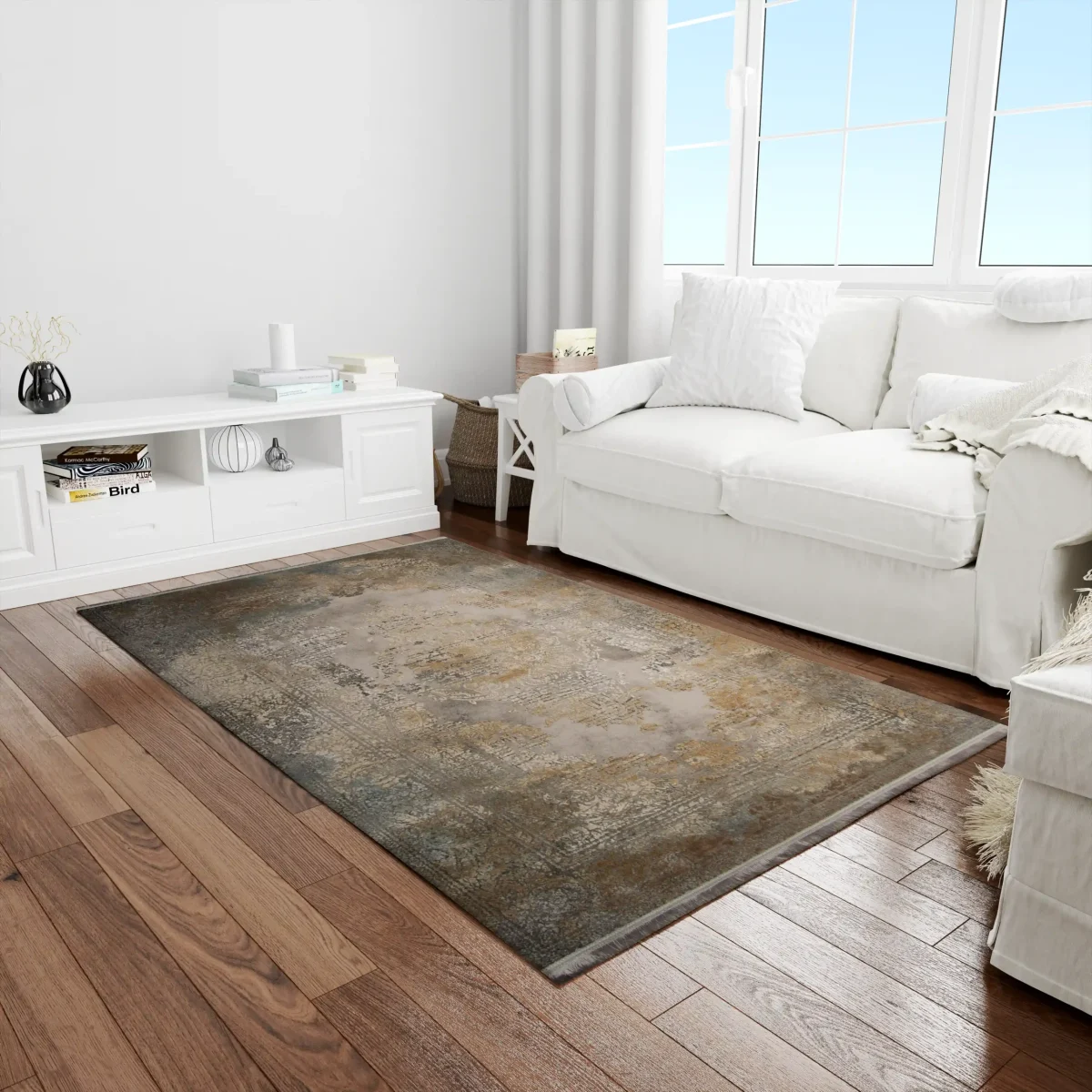 فرش وینتیج HBV 826 طوسی آجری - تصویر 13