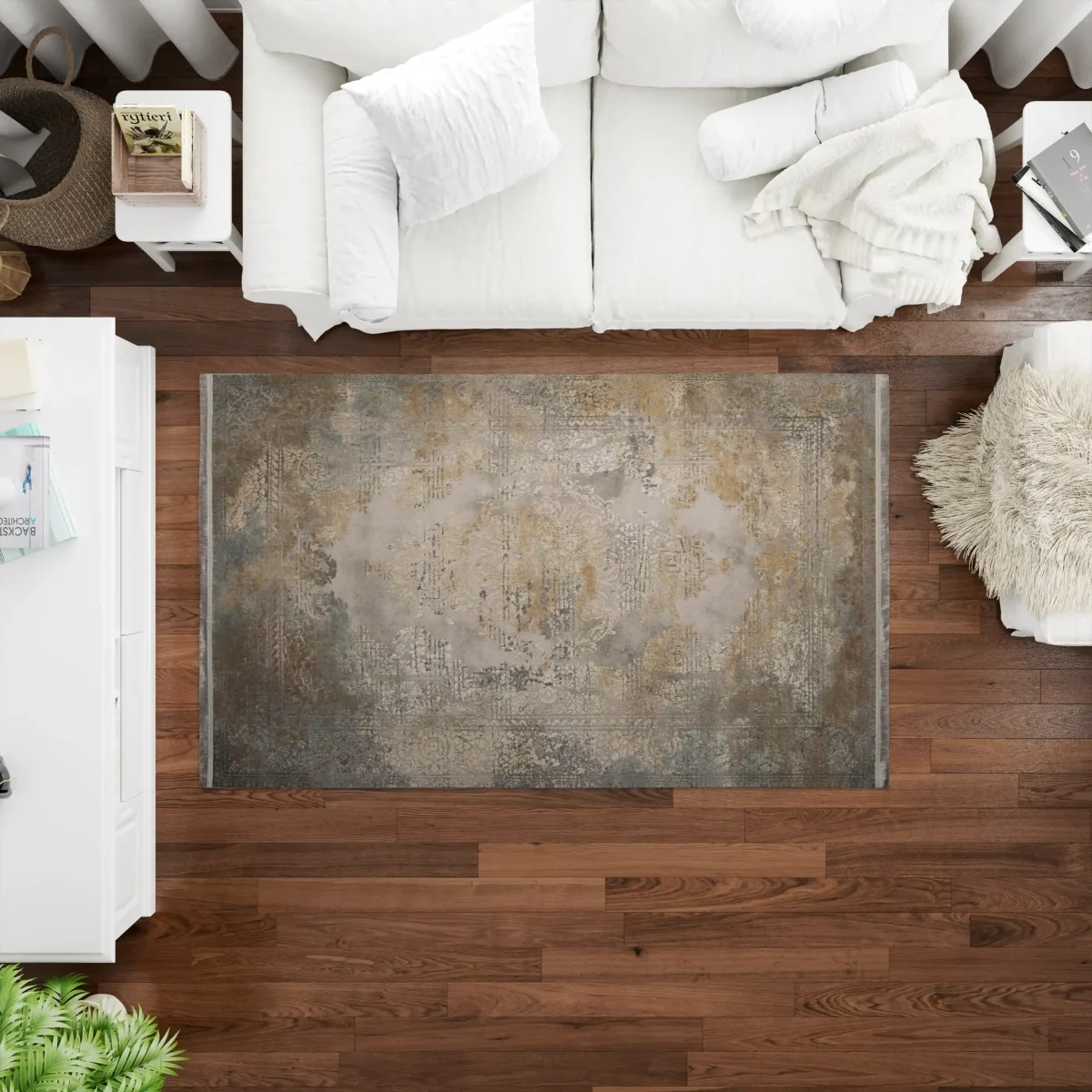 فرش وینتیج HBV 826 طوسی آجری - تصویر 10