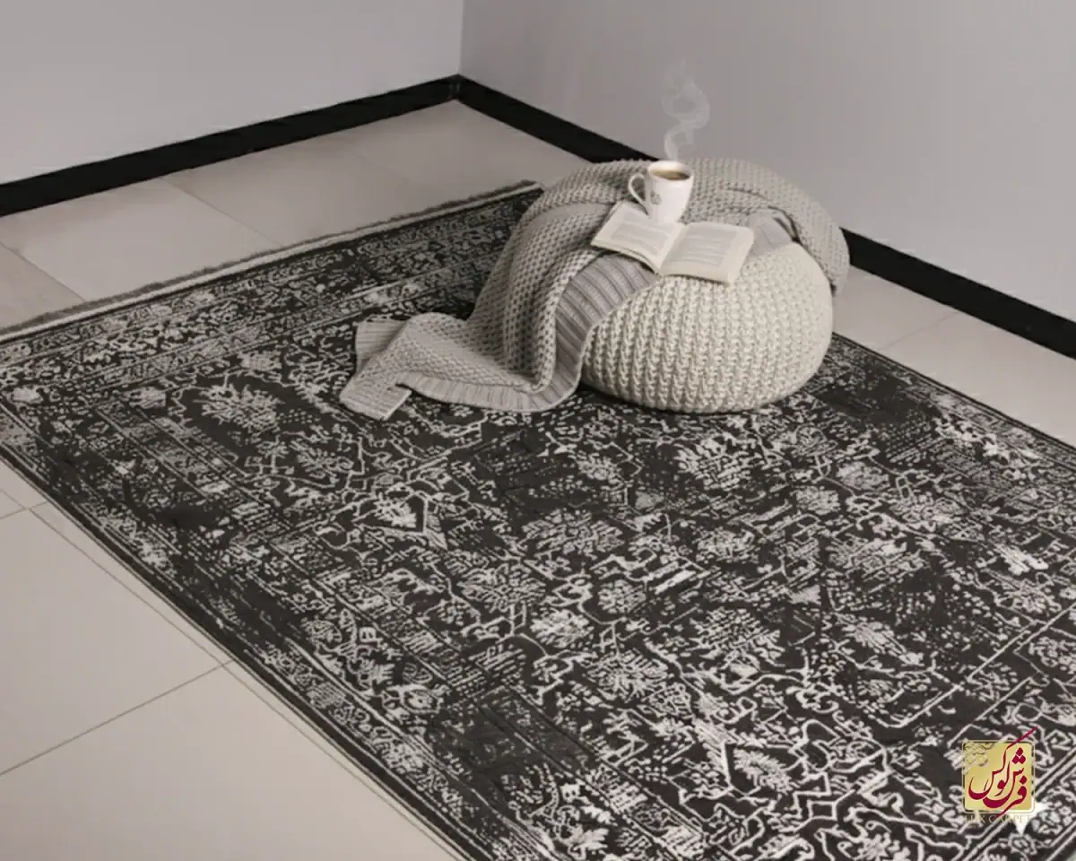 9018-10.webp فرش وینتیج 9018 طوسی کرم - تصویر 1