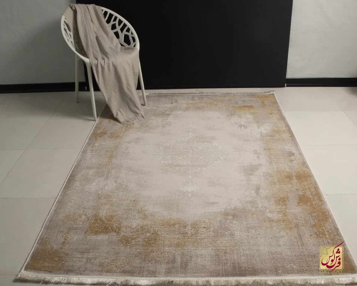 فرش وینتیج 9117 نسکافه‌ای آجری - تصویر 1