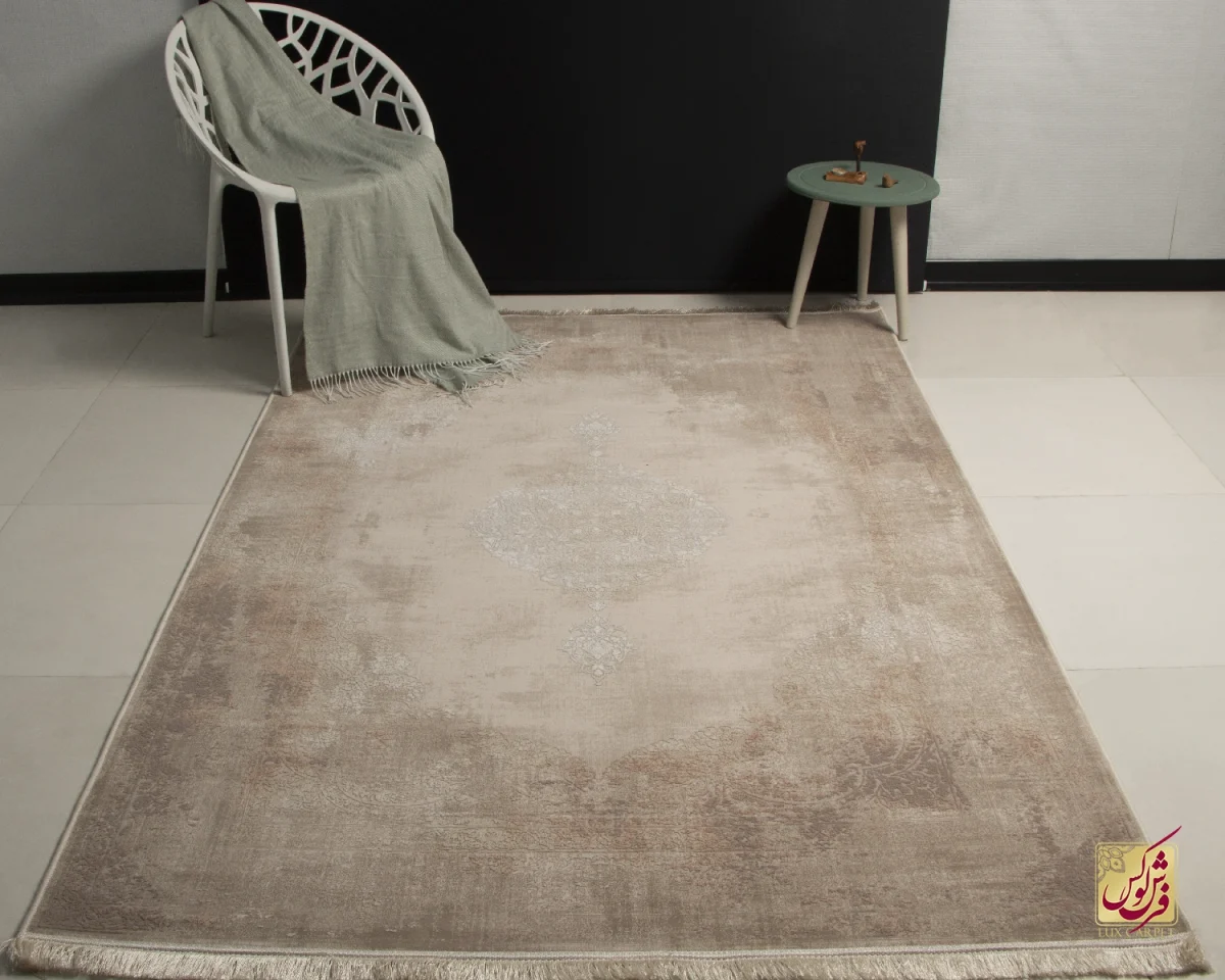 فرش وینتیج 9118 نسکافه‌ای صدفی - تصویر 1