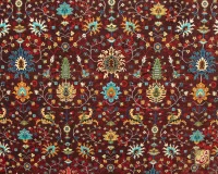 فرش ابریشم ماشینی C1067 قرمز لاکی - Image 3