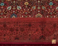 فرش ابریشم ماشینی C1067 قرمز لاکی - Image 5