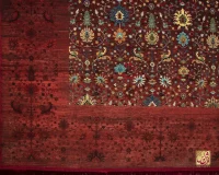فرش ابریشم ماشینی C1067 قرمز لاکی - Image 7