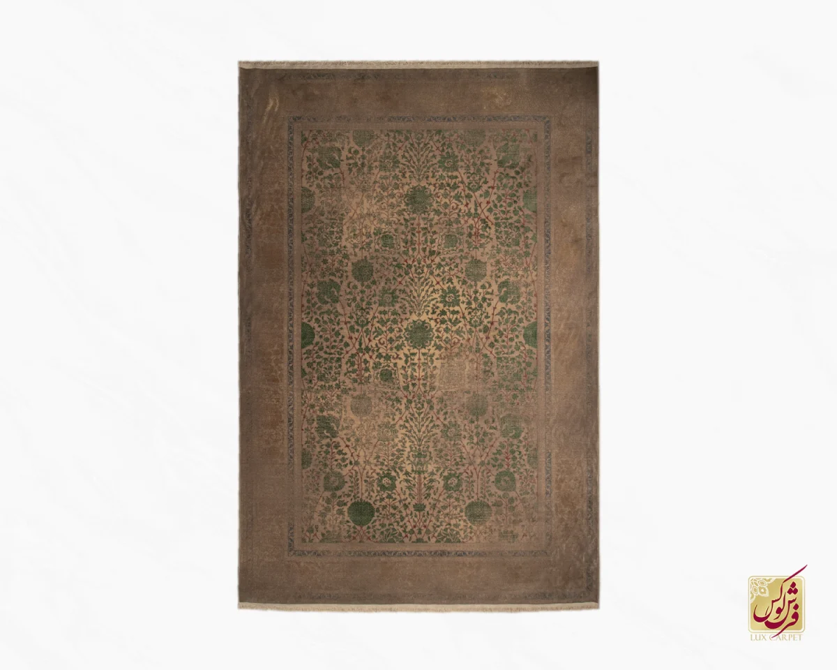 HR161-0.webp فرش وینتیج HR 161 نسکافهای سبز - تصویر 1