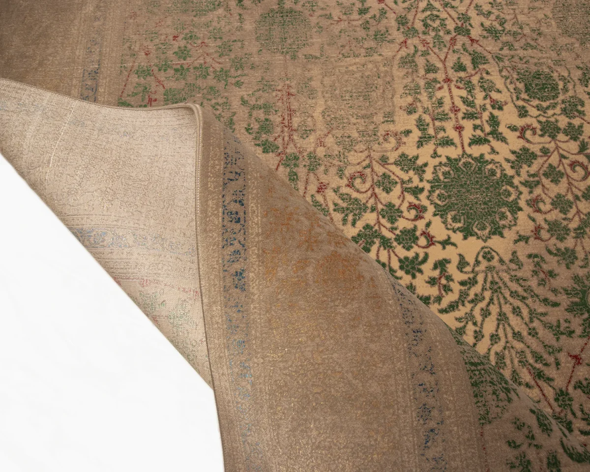 فرش وینتیج HR 161 نسکافه‌ای سبز - تصویر 2