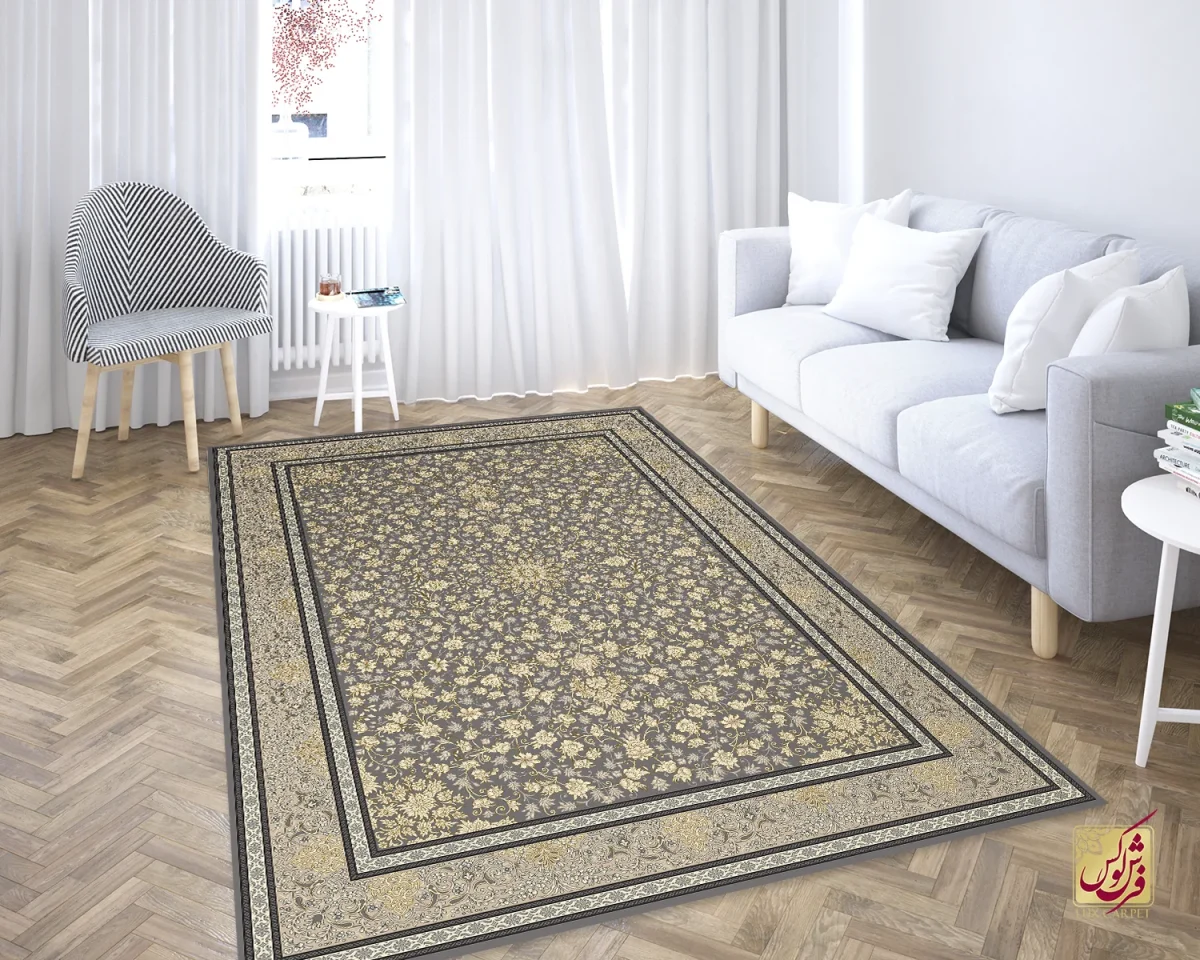 فرش کلاسیک 6012 نقره ای طلایی - تصویر 1