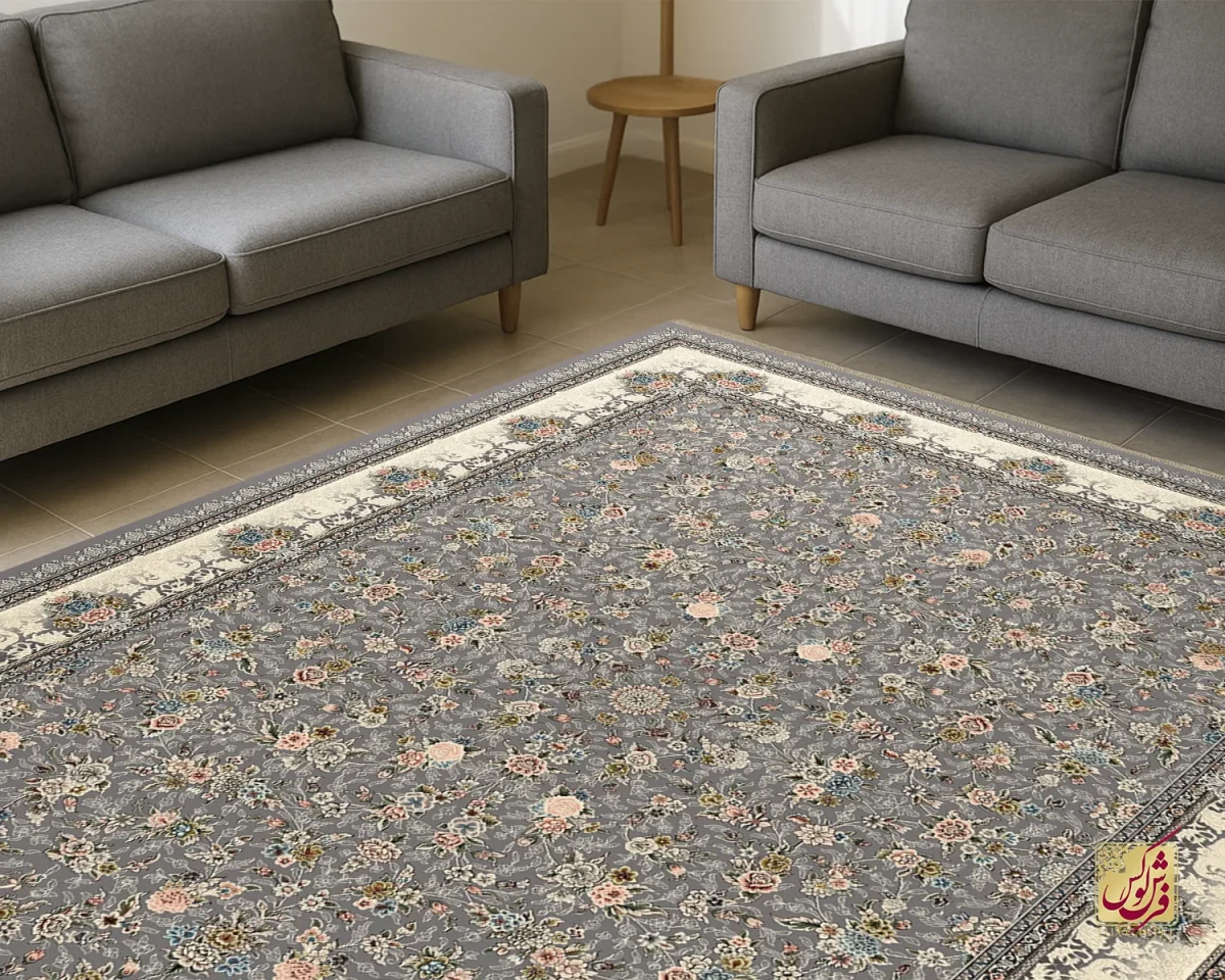 فرش کلاسیک 7001 نقره ای کرم - تصویر 1