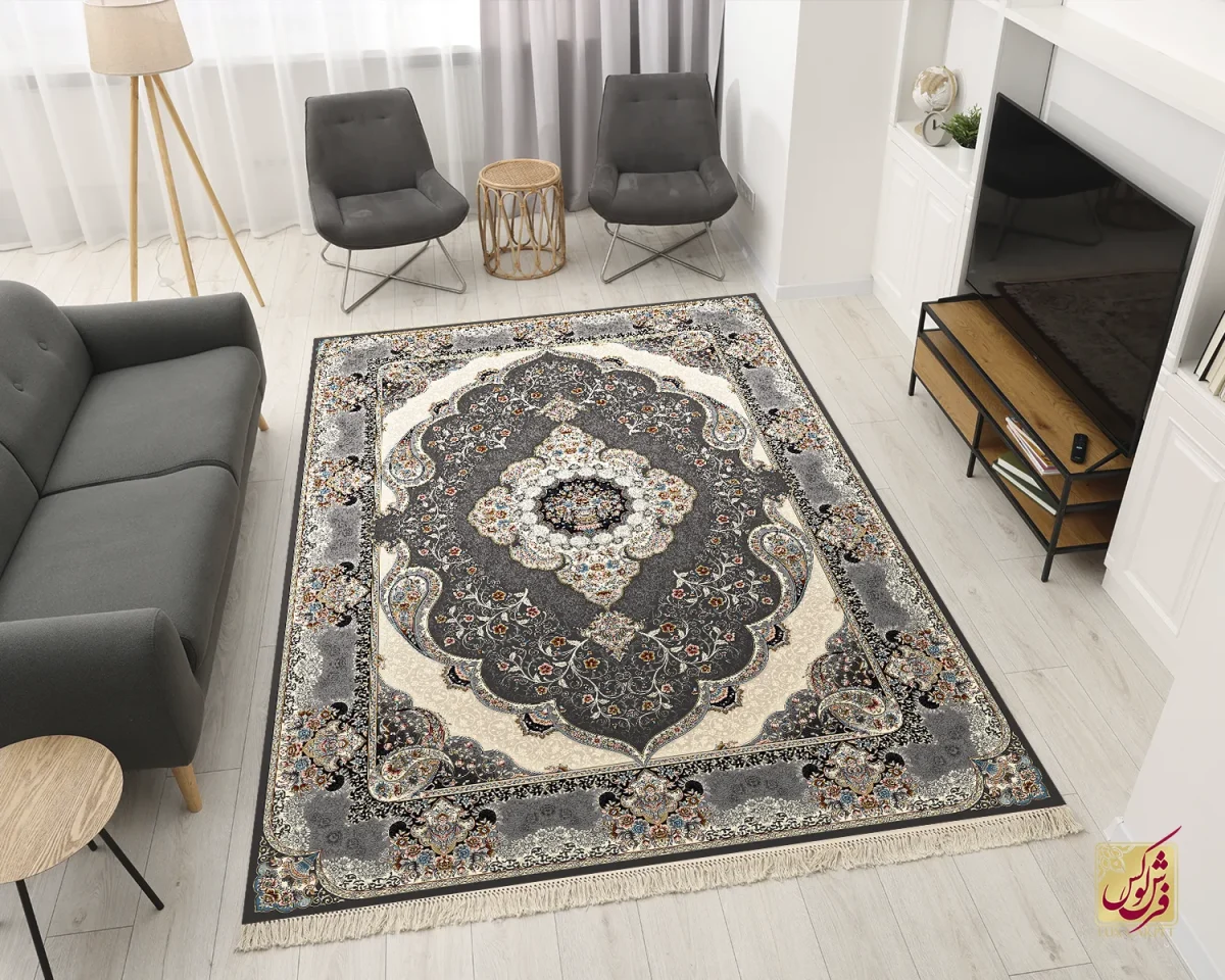 NOGHREI-4-7.webp فرش کلاسیک 7005 نقره ای طوسی - تصویر 1