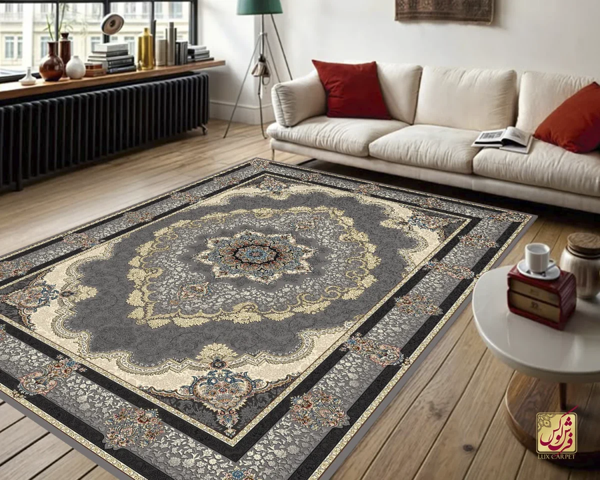 فرش کلاسیک 6027 نقره ای - تصویر 1