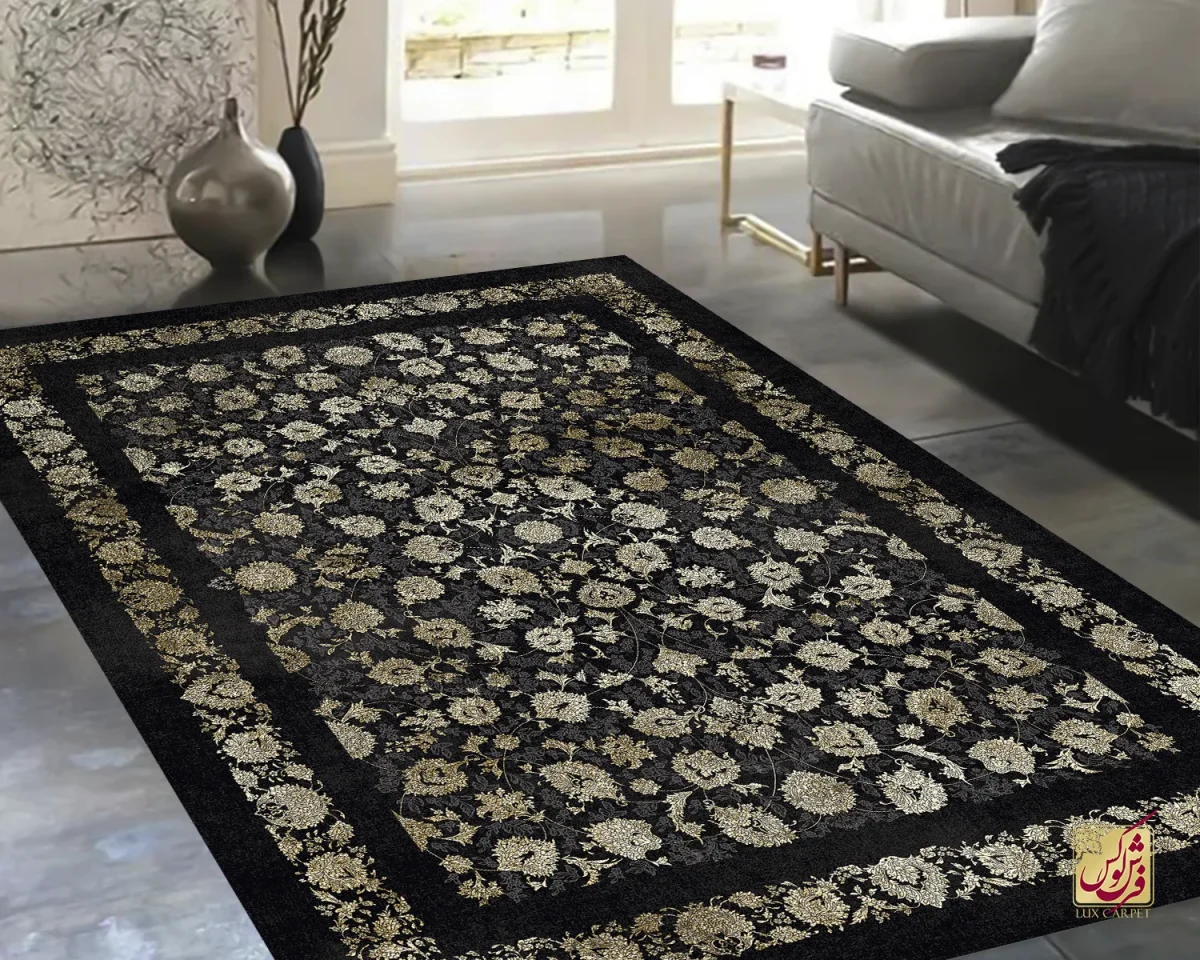 فرش وینتیج 6018 سرمه ای طلایی - تصویر 1