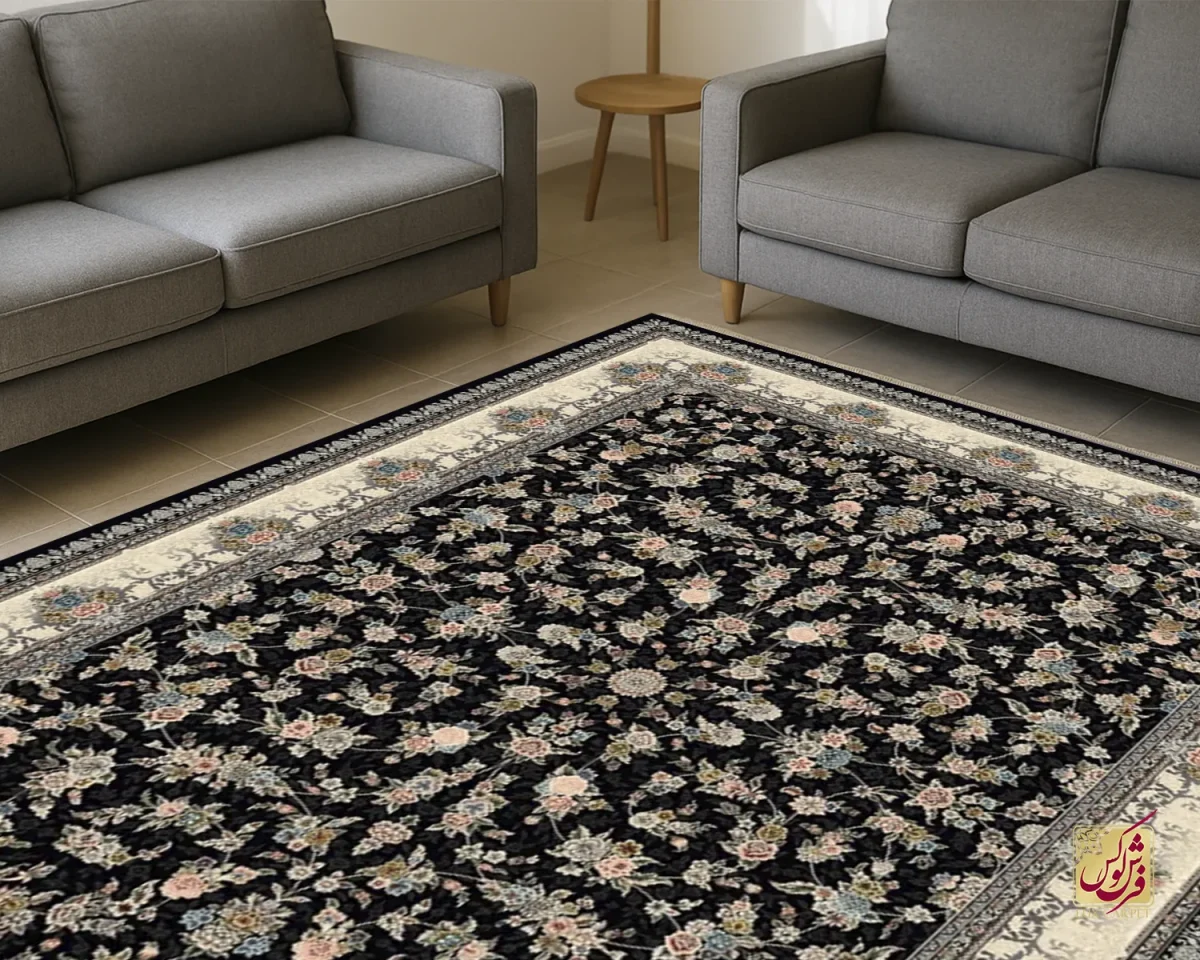 فرش کلاسیک 7001 سرمه ای کرم - تصویر 1