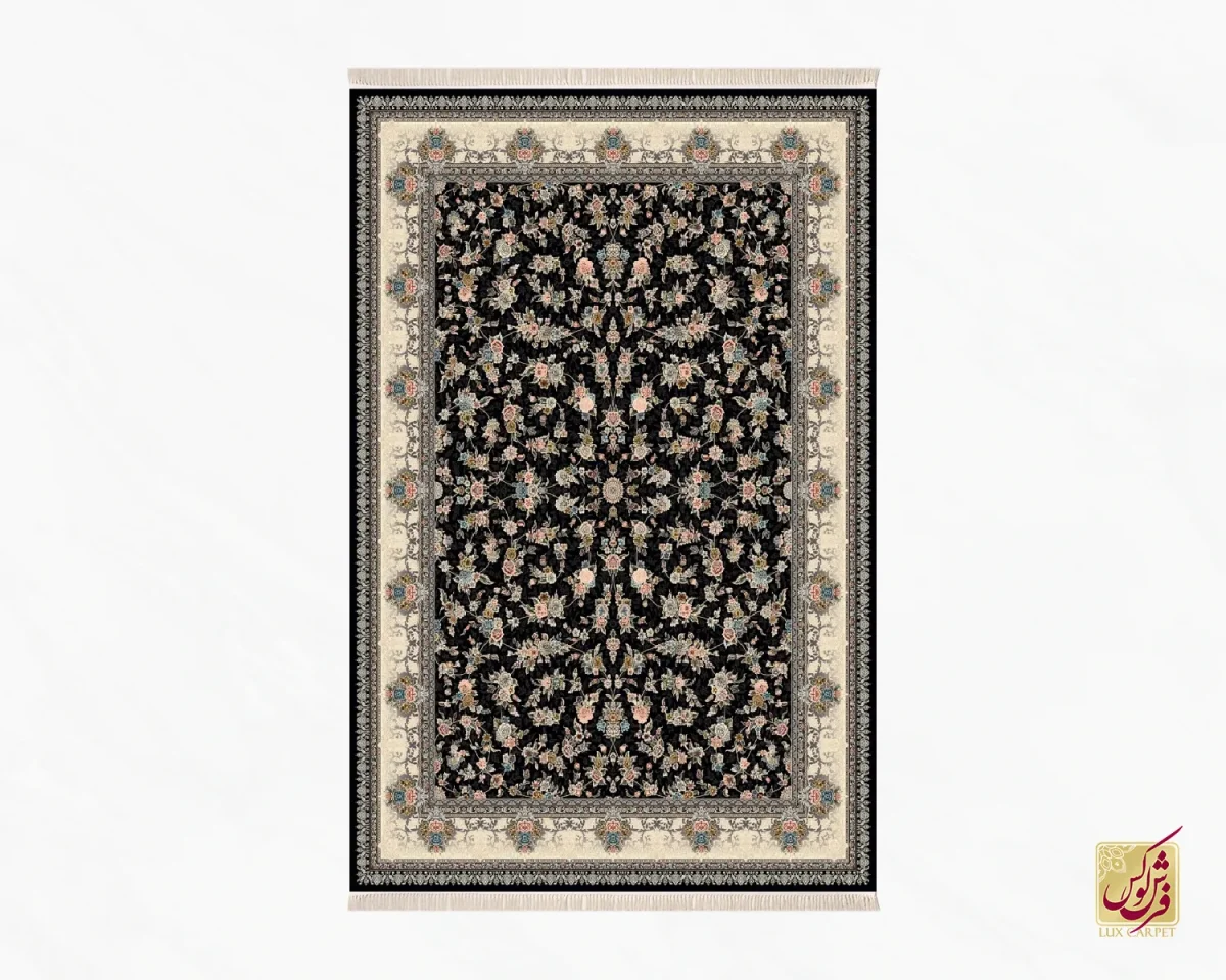 فرش کلاسیک 7001 سرمه ای کرم - تصویر 2