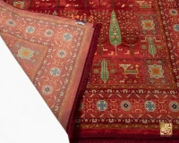 فرش ابریشم ماشینی T1050 قرمز لاکی - تصویر 6