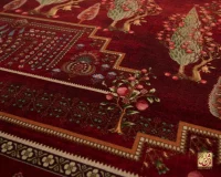 فرش ابریشم ماشینی T1060 لاکی - تصویر 5