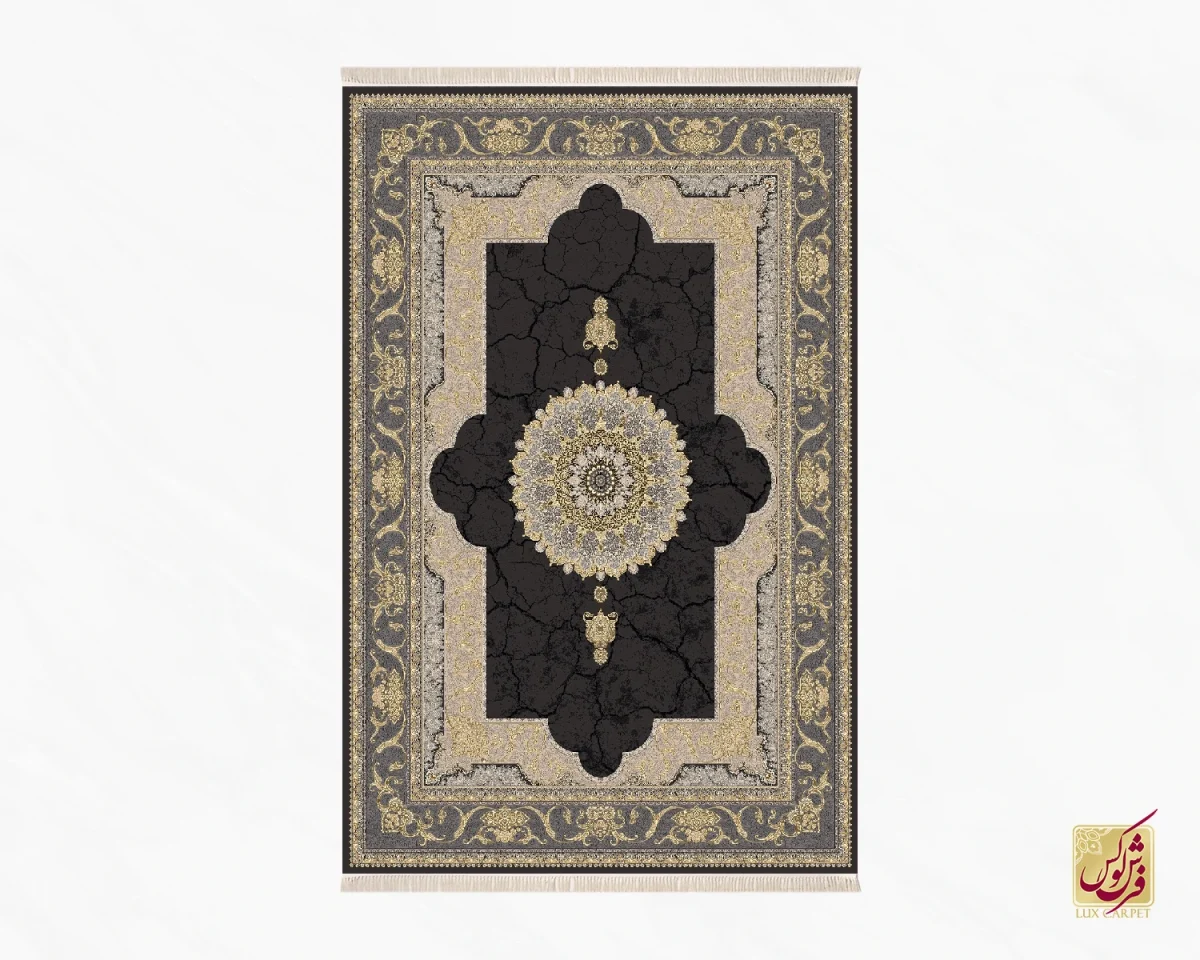 فرش کلاسیک 6024 ذغالی طلایی - تصویر 2