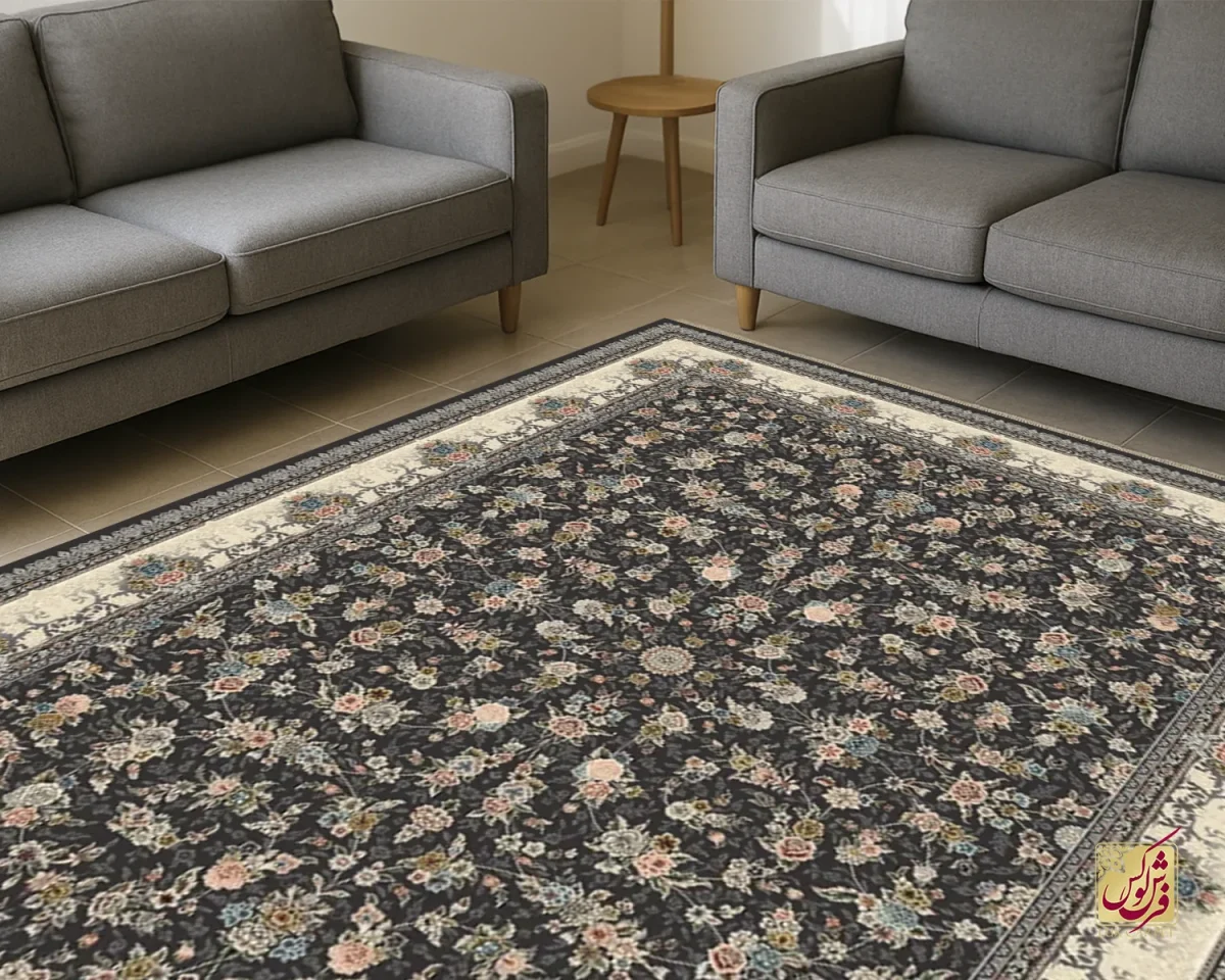 ZOGHALI-4-2.webp فرش کلاسیک 7001 ذغالی کرم - تصویر 1