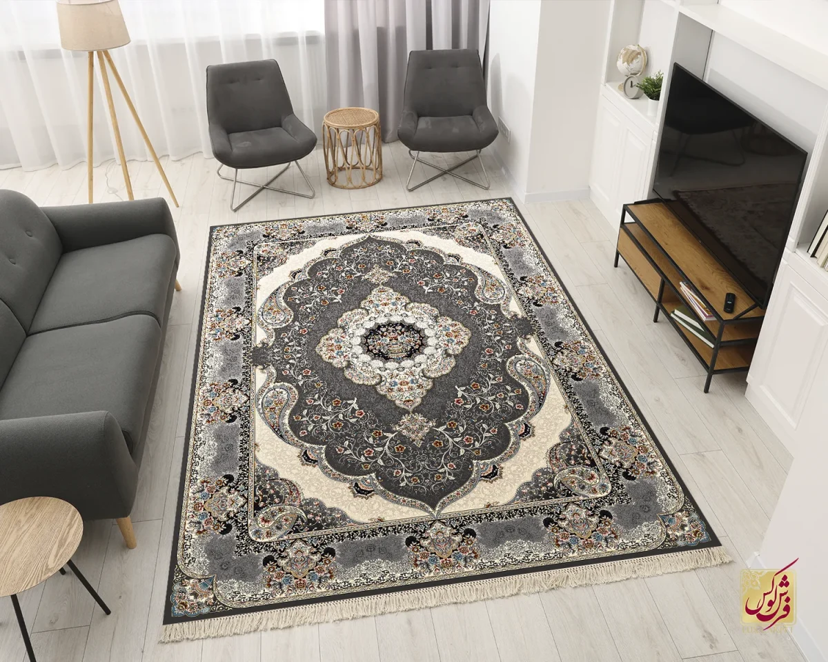 ZOGHALI-4-3.webp فرش کلاسیک 7005 ذغالی طوسی - تصویر 1