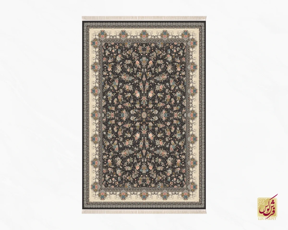 فرش کلاسیک 7001 ذغالی کرم - تصویر 2