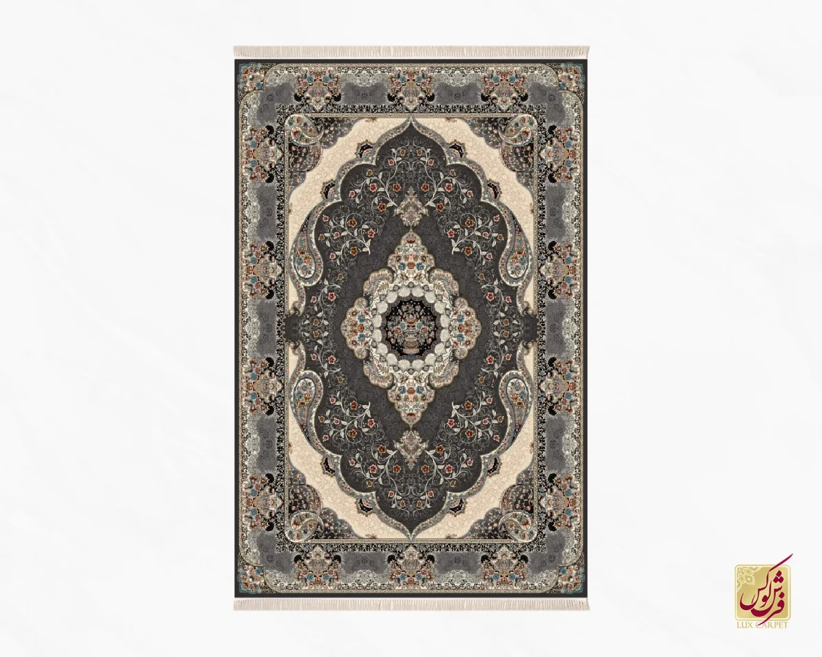 فرش کلاسیک 7005 ذغالی طوسی - تصویر 2