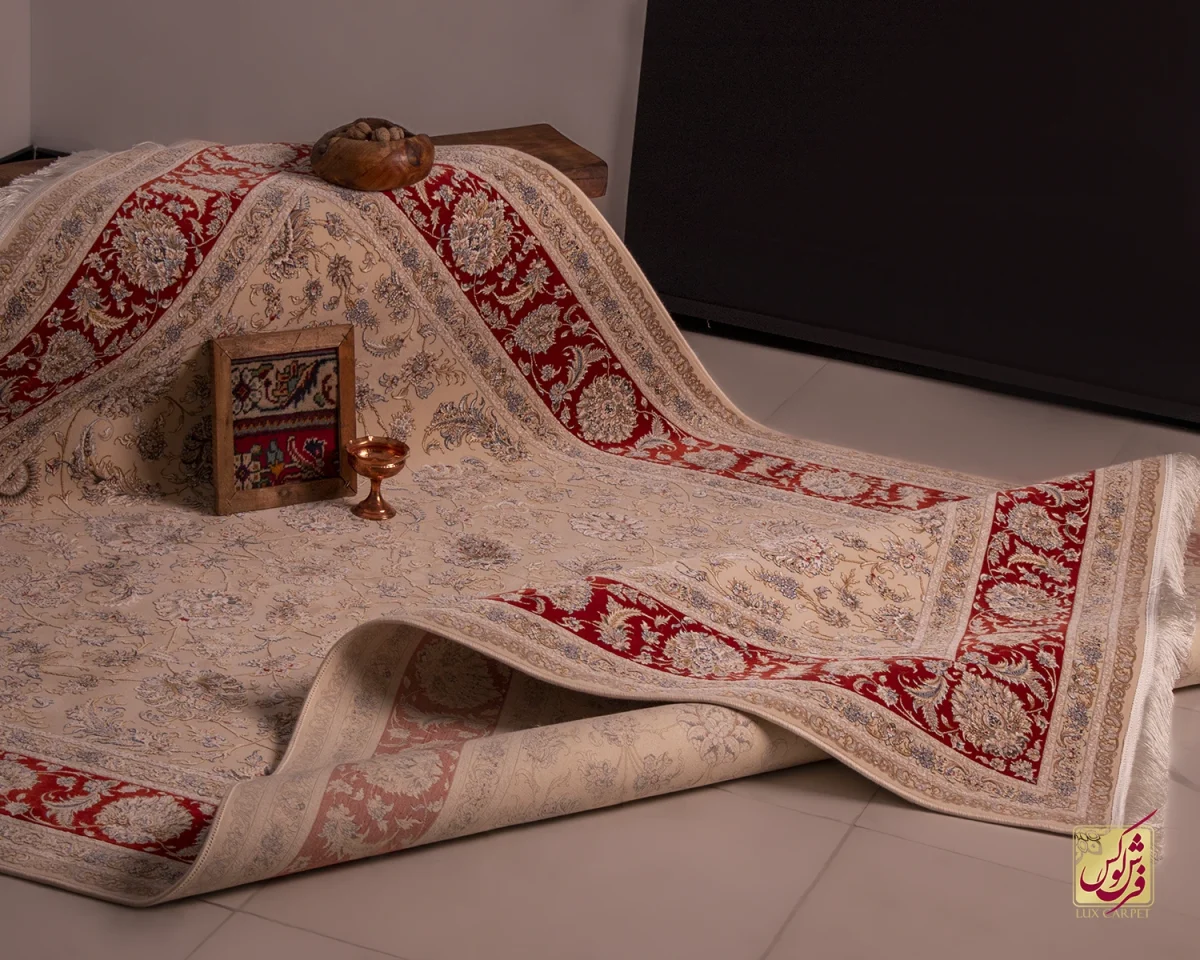 فرش کلاسیک C15113 کرم گلی - تصویر 1