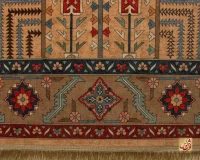 فرش ابریشم ماشینی C1116 بژ گردویی - تصویر 8